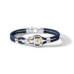 Steel spool bracelet and blue cord from the Deep Sea Collection Comete Jewelry