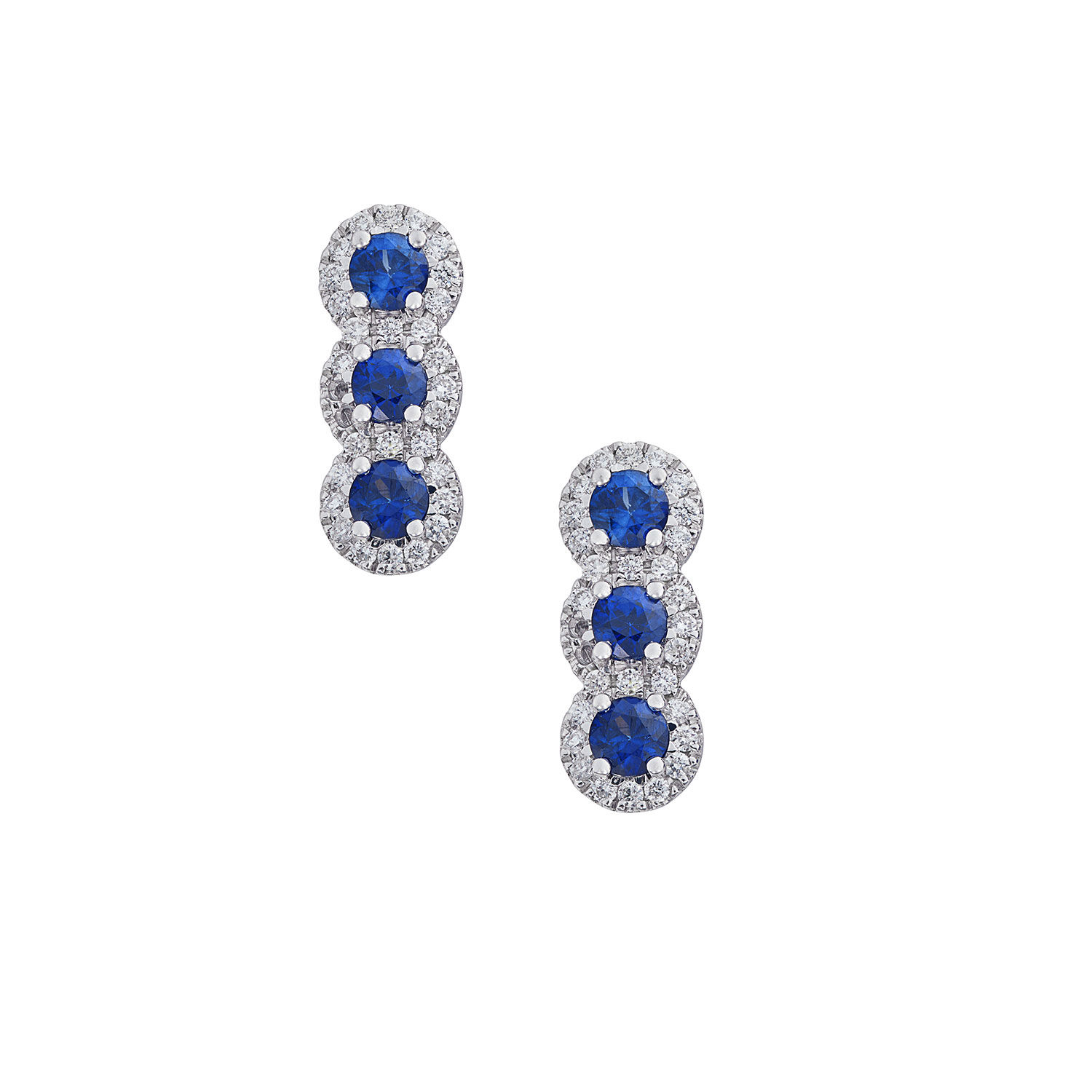 Fronte Orecchini Trilogy con Zaffiri in Oro e Diamanti bianchi