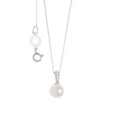 Collana in Oro Bianco con Perla e Diamanti della Collezione Punti Luce Perle Comete Gioielli