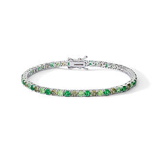 Zilveren Armband met Smaragd en Peridoot Tennis Dames Comete Sieraden