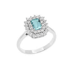 Orecchini in oro bianco 18k con diamanti e acquamarina taglio ovale | GV