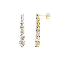 Tennis Ohrringe mit Herz aus vergoldetem Silber und weißen Degrade-Kristallen aus der Kollektion Glamour COMETE SCHMUCK