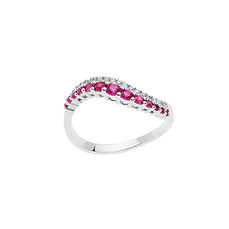 Valgest kullast sõrmus Onda Diamandid ja rubiinid kollektsioonist Onda Comete Sieraden