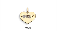 Colgante de mujer de Oro amarillo en forma de corazón con la palabra Amore Comete Gioielli