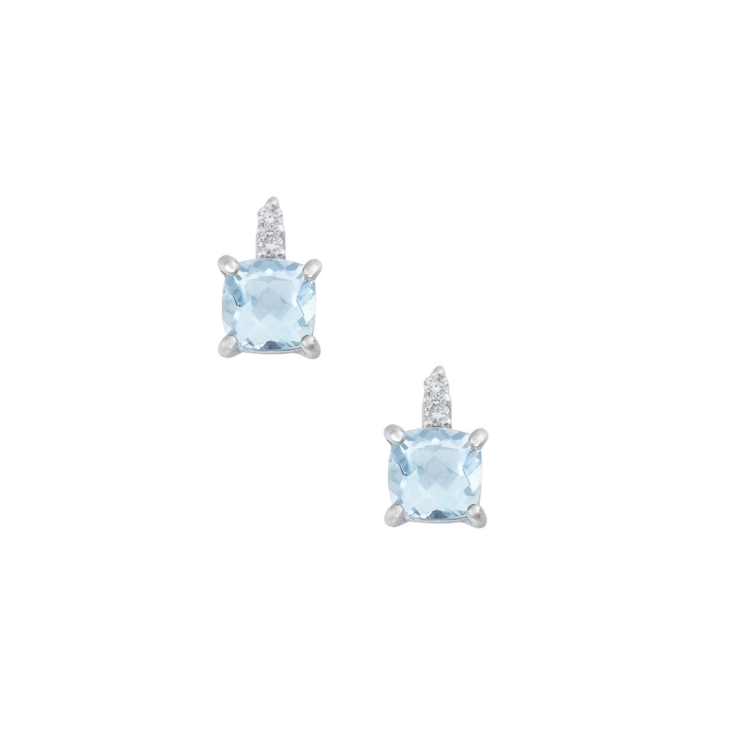 Fronte Orecchini Oro 750‰ Diamanti e Acquamarina taglio antico