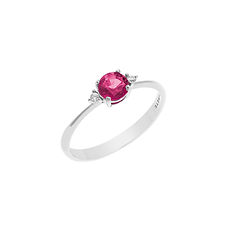 Ring in Goud met Diamanten en Ronde Robijn uit de Fantasie Kleuren Collectie Comete Sieraden