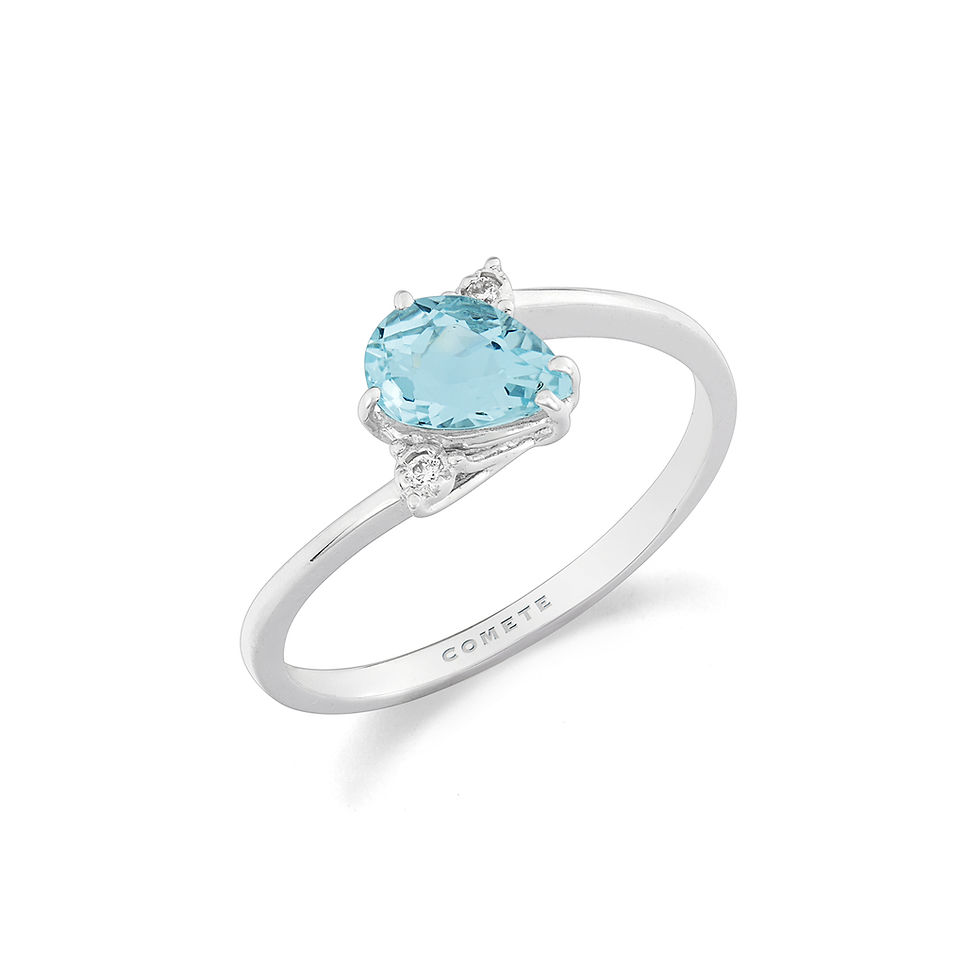 Anello Oro e Diamanti bianchi con Acquamarina goccia