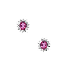 Orecchini in Oro bianco Diamanti e Topazio Rosa Ovale della Collezione Fantasia di Topazio Comete Gioielli
