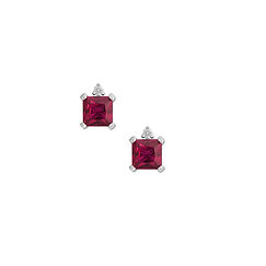 Pendientes de Oro Blanco Diamantes y Rubíes carrè Colección Historia de la Luz Color Joyas Comete