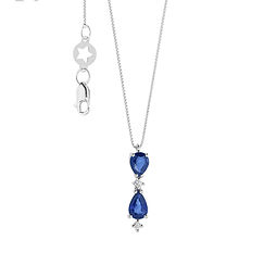 Gold Necklace with Diamonds and Sapphires from the Drops of Stars Collection Comete Jewelry