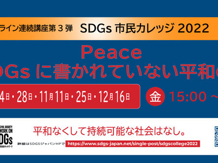 SDGs市民カレッジ2022:Peace~SDGsに書かれていない平和の話~