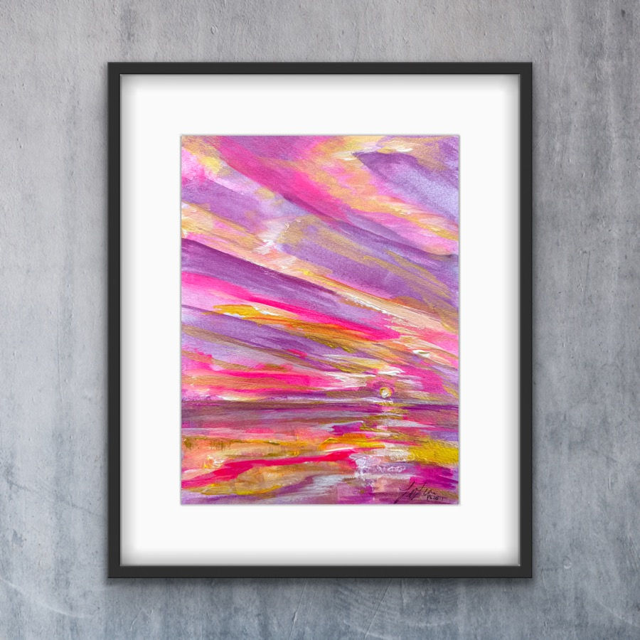 “Quiet my soul III”, Pink Ocean Wall Decor, Abstract Seascape