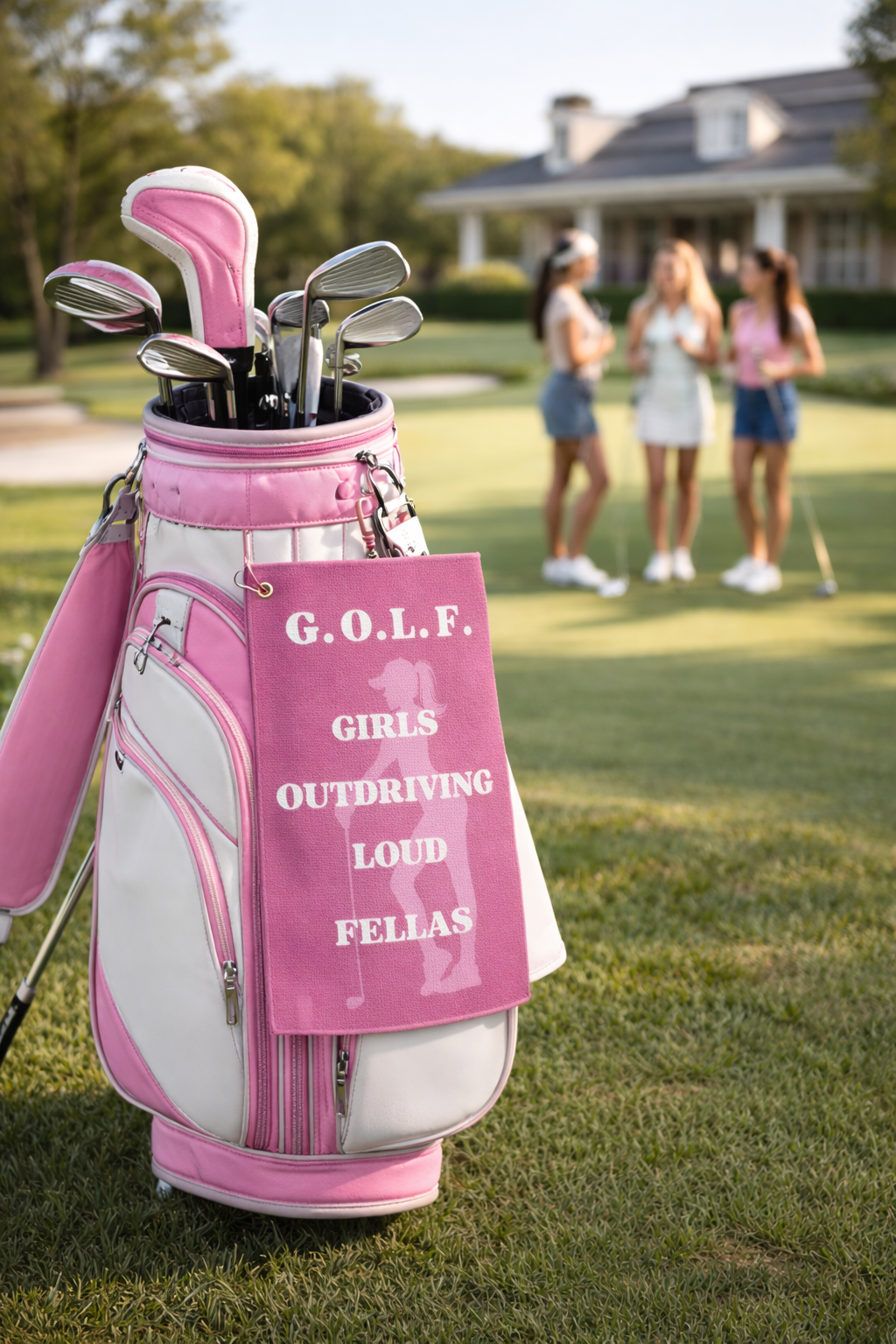 Pink Golf Towel — "G.O.L.F. Girls Outdriving Loud Fellas"Gift for Her