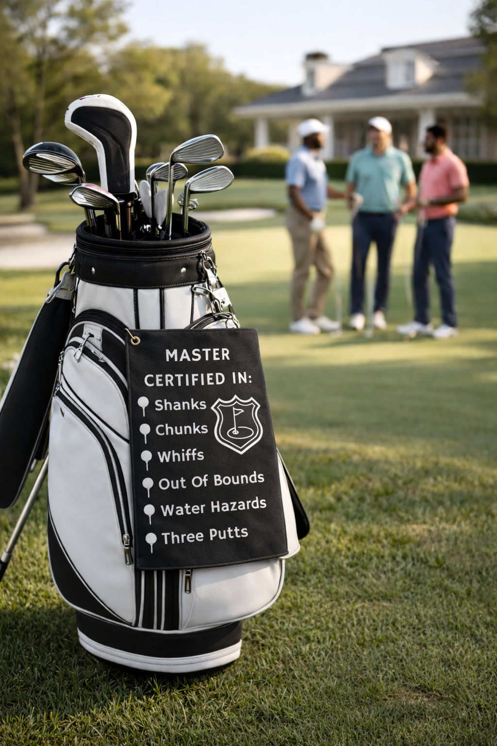 Golf Gift — Master Certified Funny Towel for Golfers (Shanks, Chunks, Whiffs)