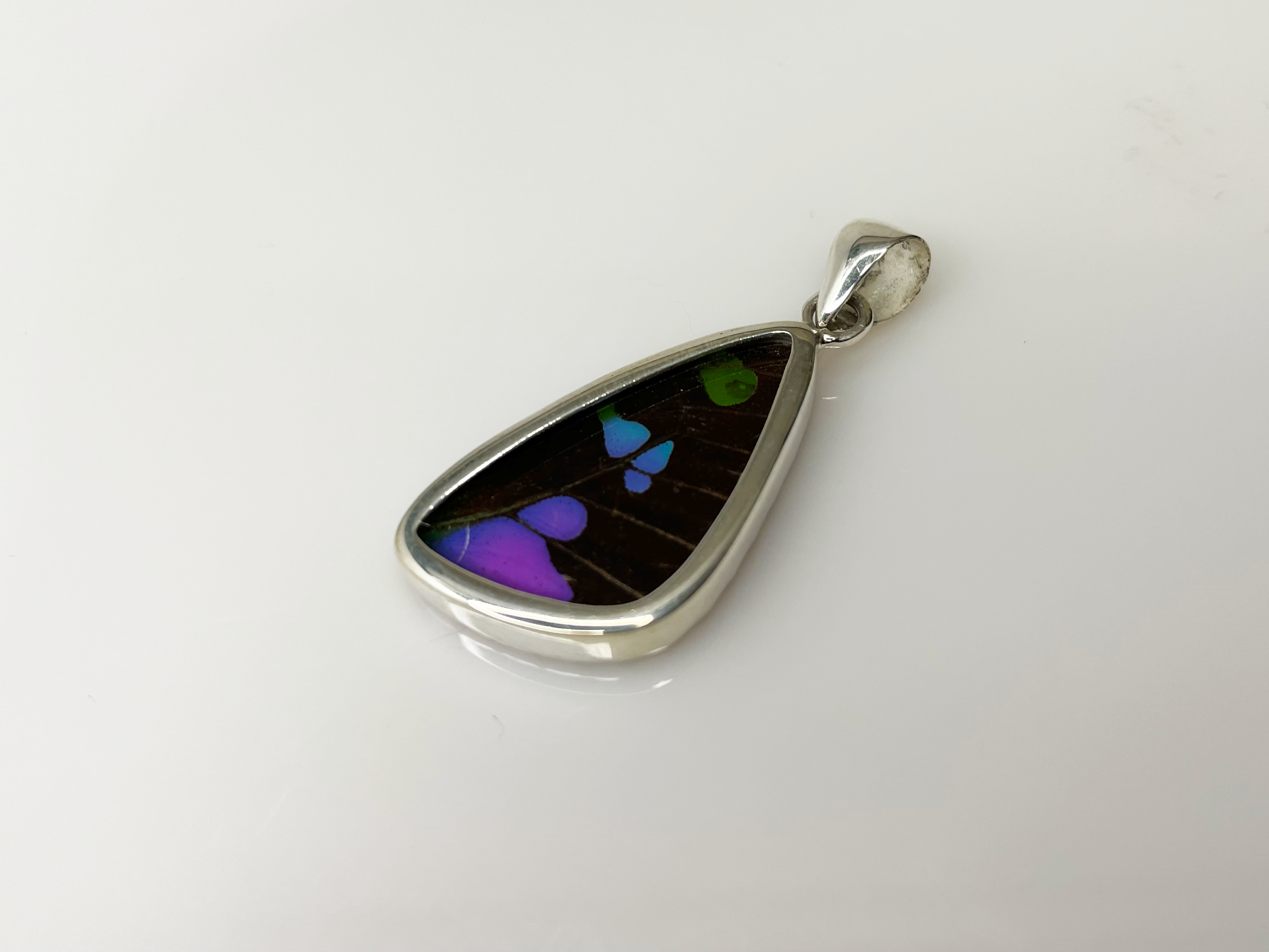Small Black, Purple, Green and Blue Butterfly Pendant