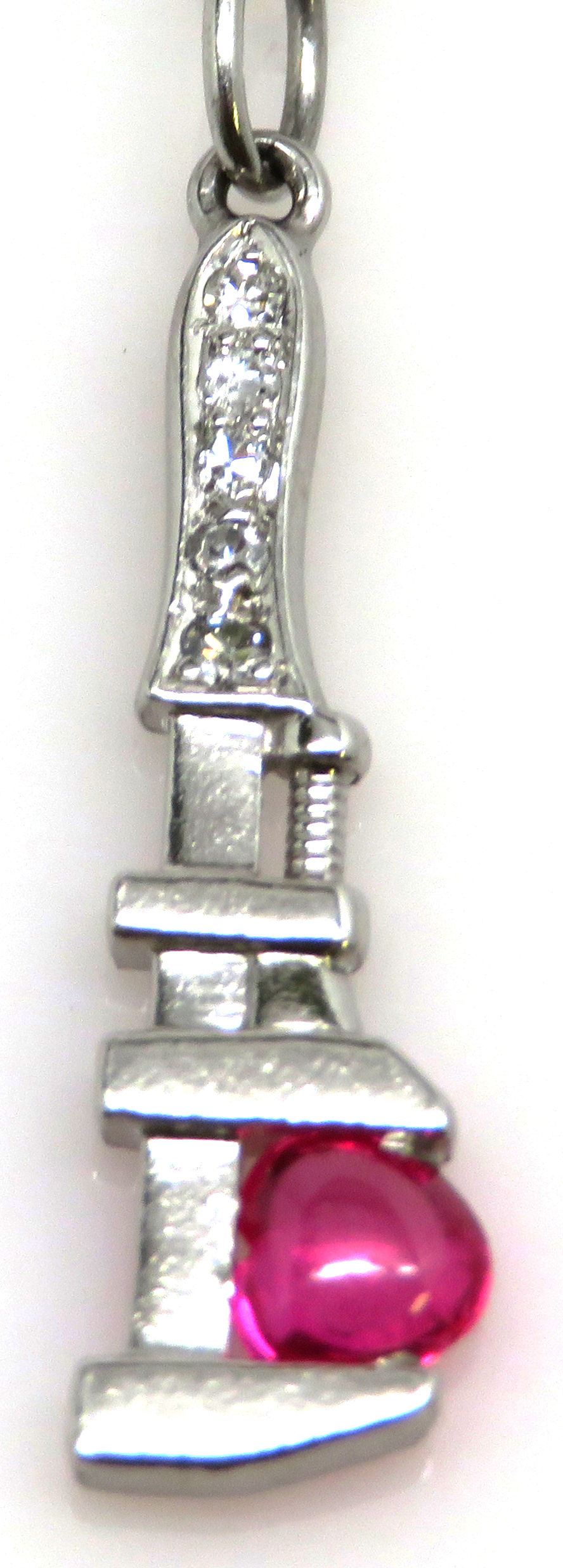 Thumbnail: Art Deco Platinum, Diamond, Ruby, Sapphire & Pearl Charm Bracelet