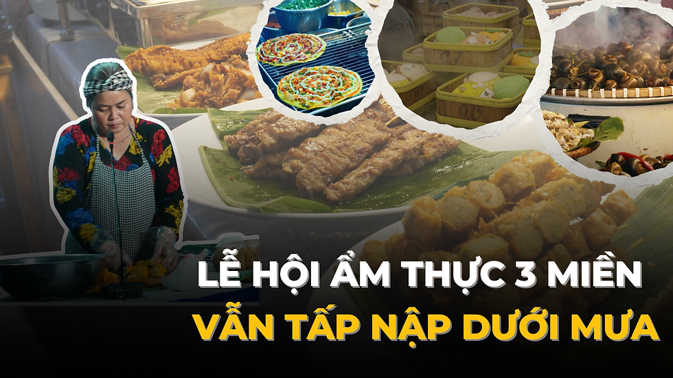 LỄ HỘI ẨM THỰC 3 MIỀN CÓ GÌ HẤP DẪN DÙ TRỜI MƯA VẪN TẤP NẬP NGƯỜI THAM GIA?