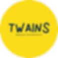 Yellow circular logo with blue text TWAINS and tagline ENGAGE DIFFERENTLY on a plain background