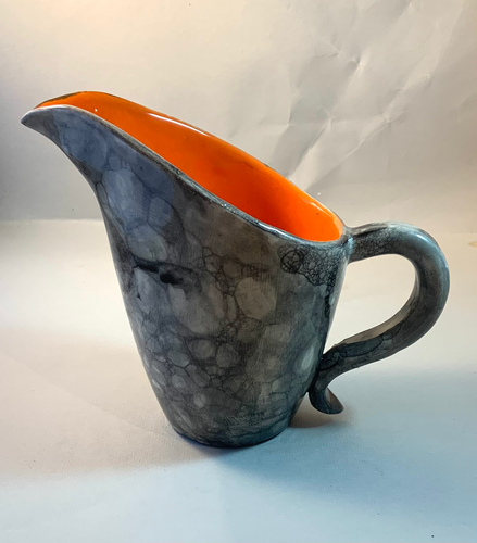 Large bright orange and grey jug | ZT Ceramics