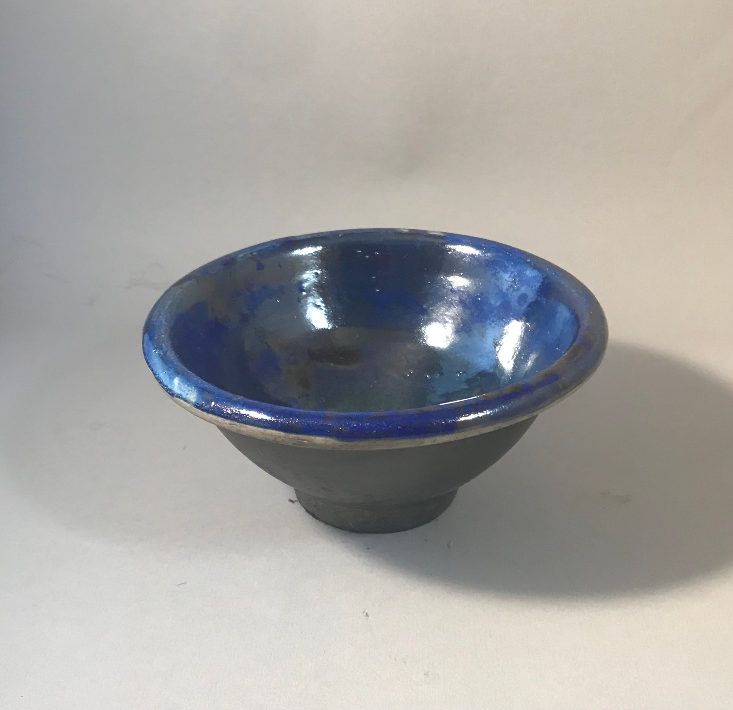Small cobalt blue raku bowl