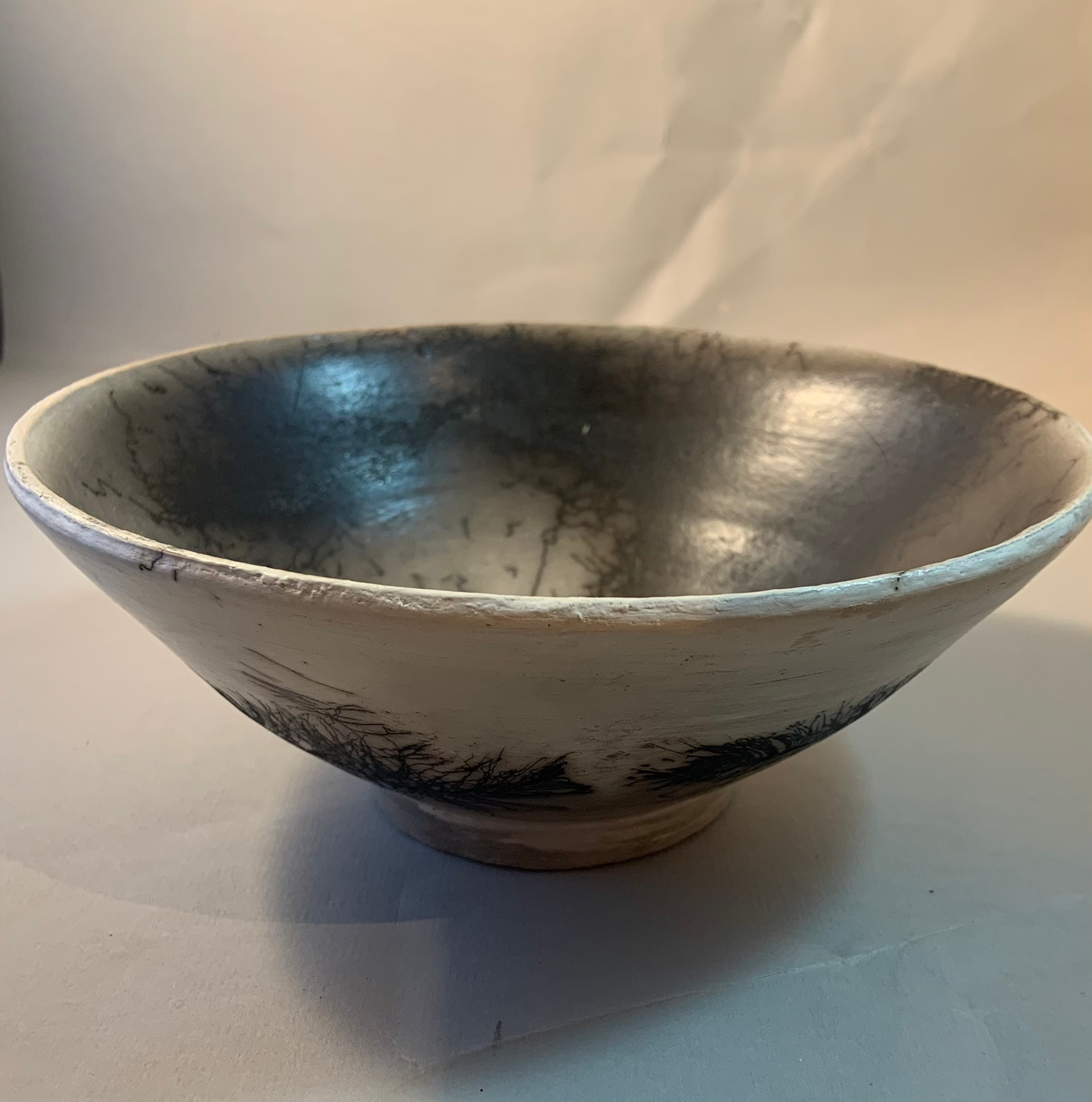 Small horsehair and feather bowl