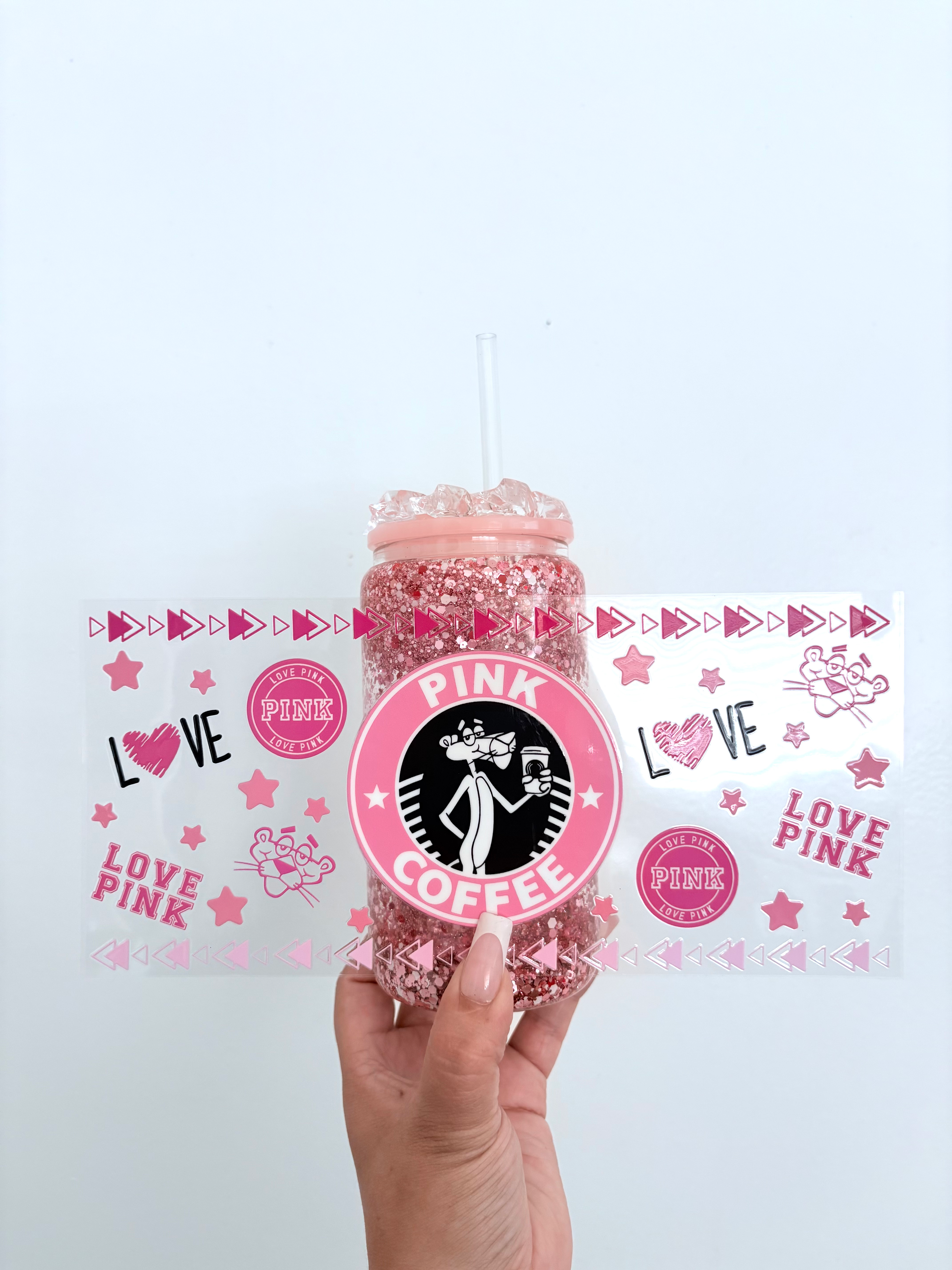 Pink panther snow globe tumbler