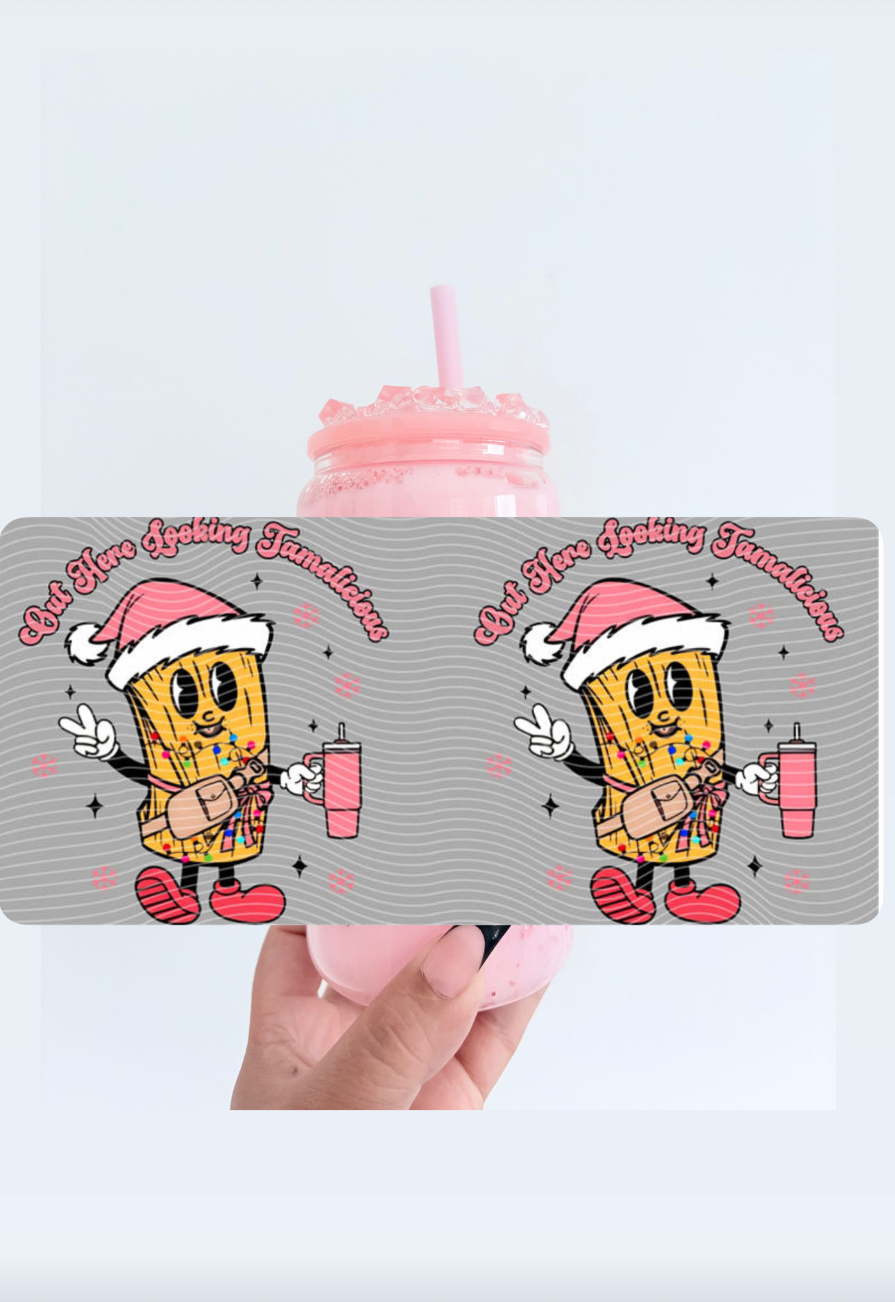 Christmas tamale globe tumbler (pink glitter/pink liquid)