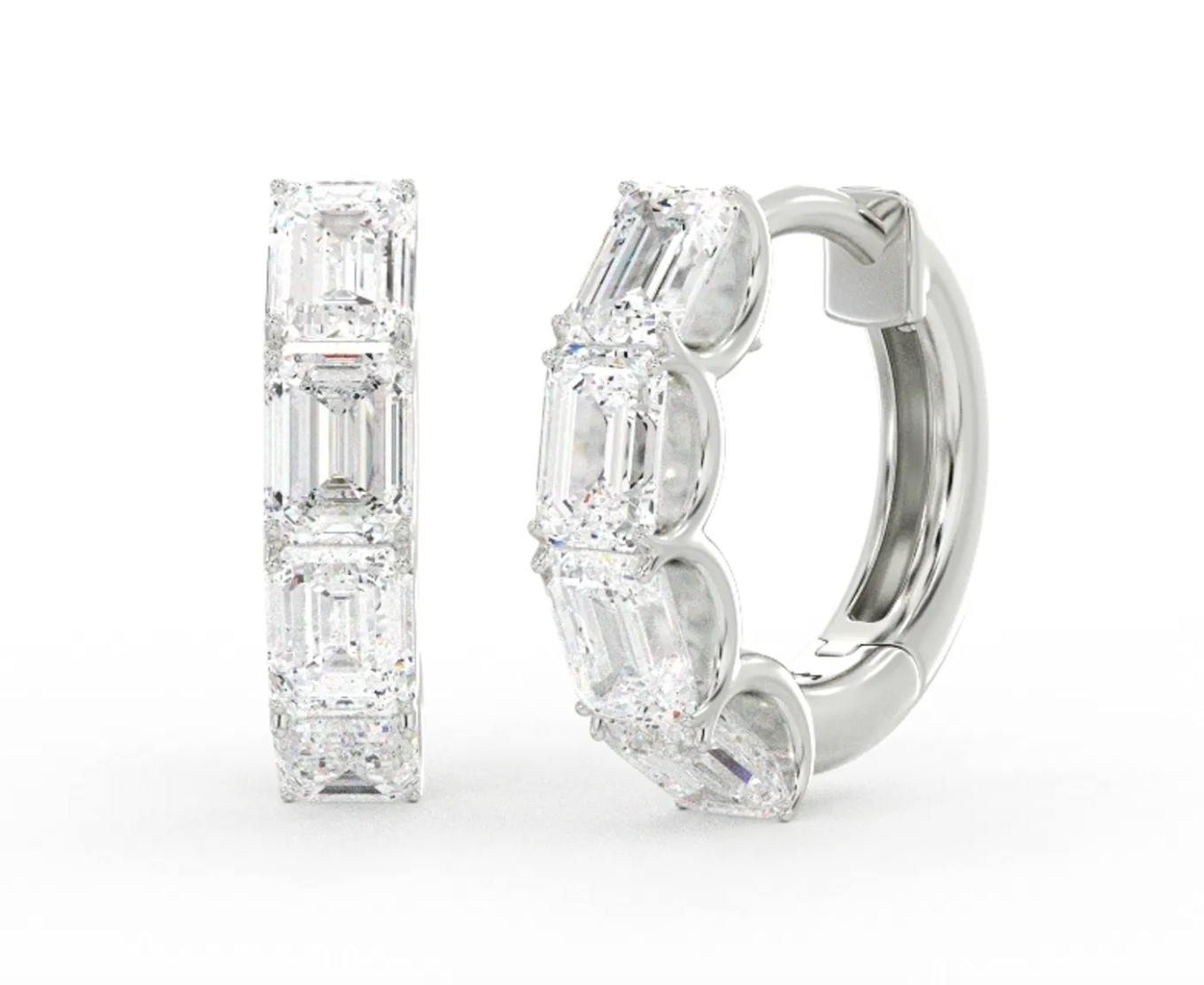 Emerald Cut Huggie Earrings (3.20 TCW)