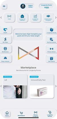 Longevity club iOS Home page.png
