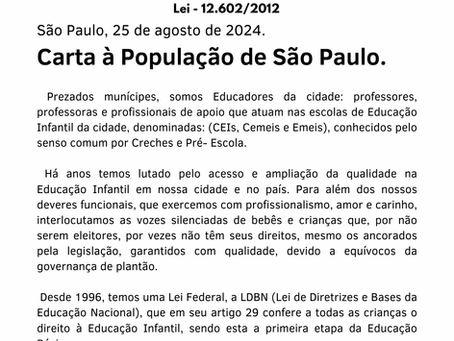 Manifestação Dia Nacional da Educação Infantil - 25/08/2024
