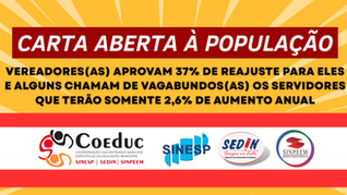 CARTA ABERTA À POPULAÇÃO