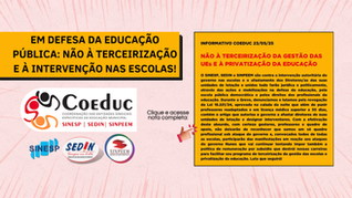 Em defesa da educação pública: não à terceirização e à intervenção nas escolas!