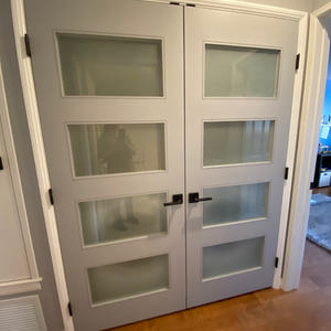 new custom laundry room doors with obscured glass 