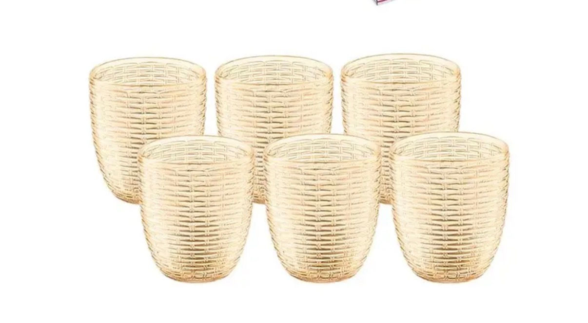 Jogo com 6 Copos Long Drink Rattan Âmbar 455 ml – Hauskraft