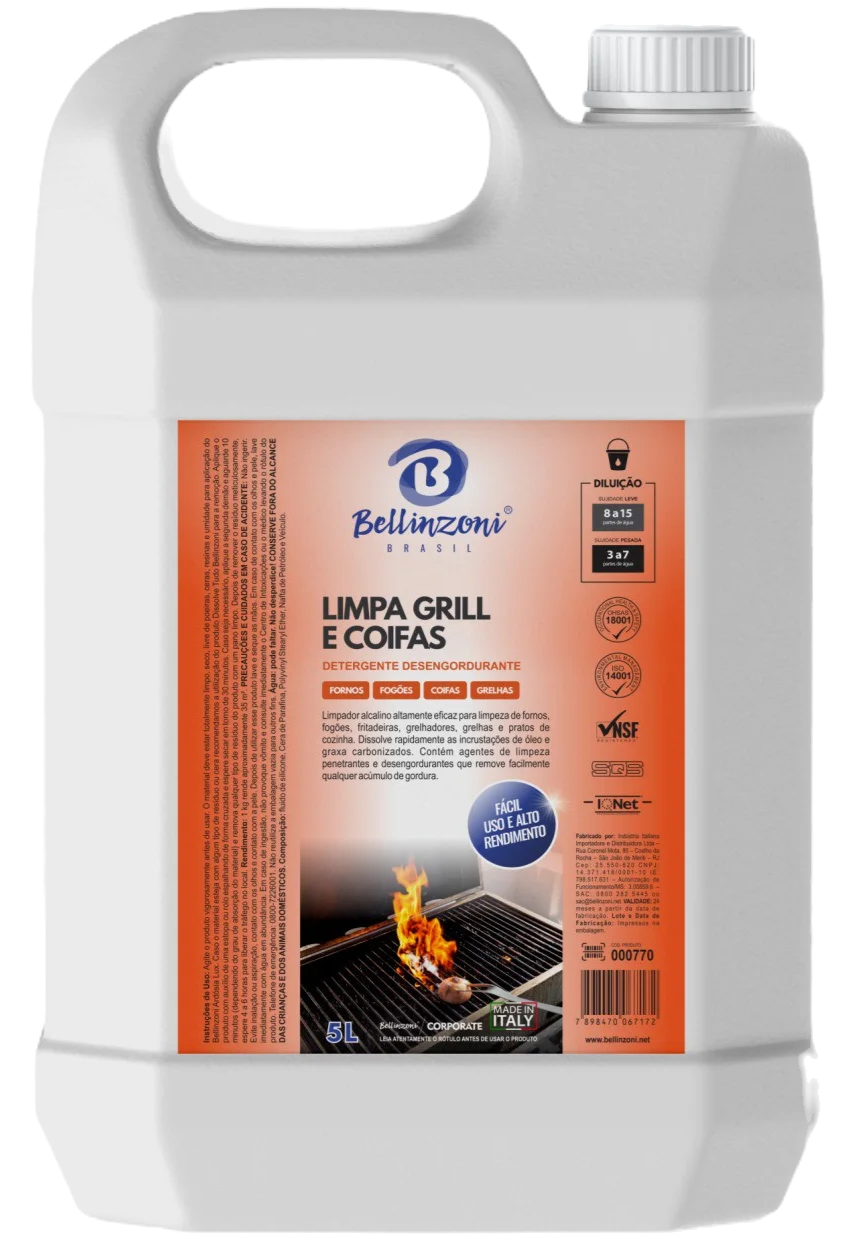 Limpa Grill e Coifas – Desengordurante Alcalino para Limpeza Pesada em Cozinhas
