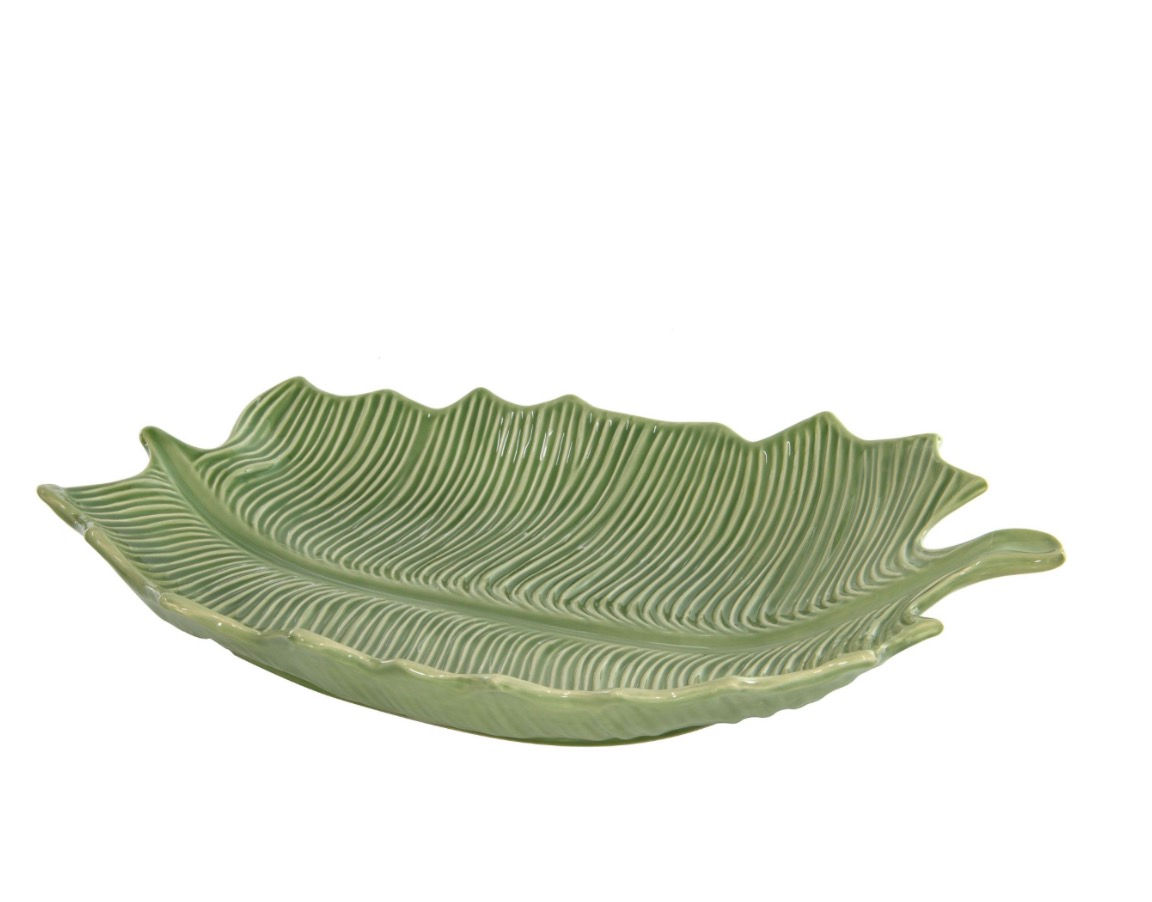 Travessa folha cerâmica foglio verde 47cm