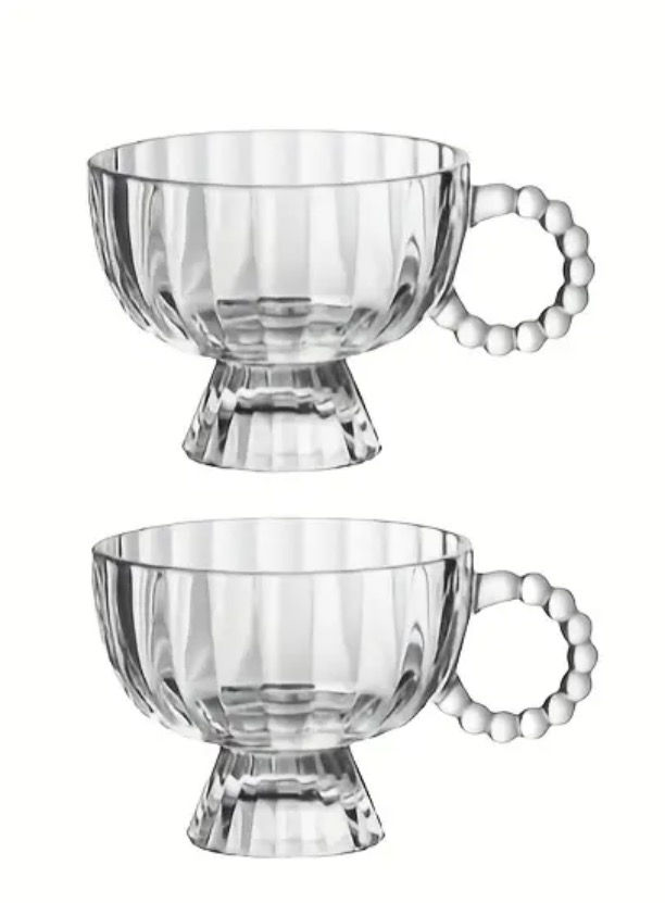 Jogo de xícaras de cristal com alça de bolinhas 200ml