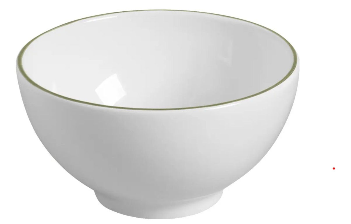 Bowl branco com filete verde, linha Milão da Scalla 18cm