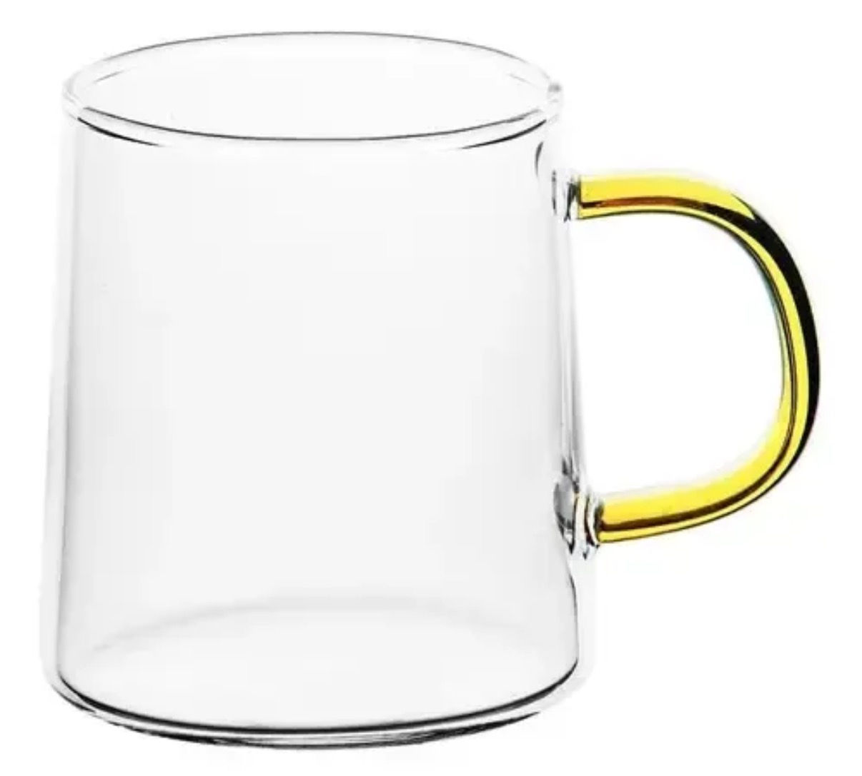 Jogo 4 Xícaras Vidro Borosilicato 320ml Alça Colorida