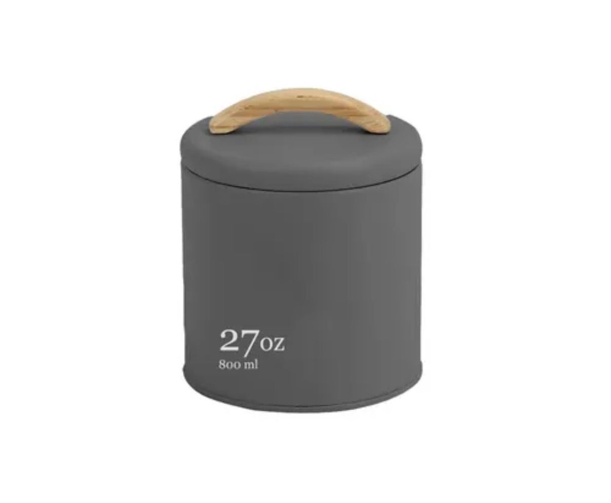 Pote de mantimentos em lata cinza, linha Sense 800ml