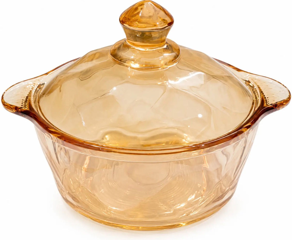 Caçarola de vidro com tampa em âmbar 1,5L