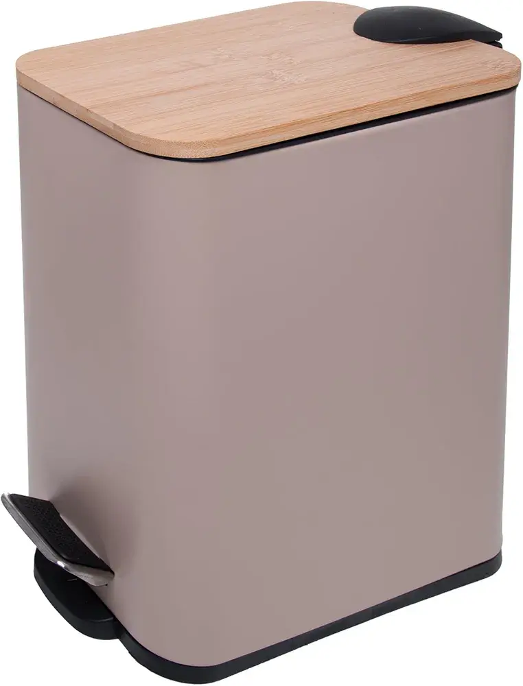 Lixeira Lyor com tampa de bambu 5L