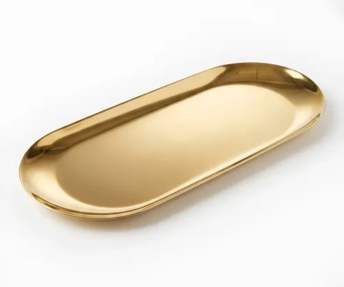 Bandeja oval dourada 22cm
