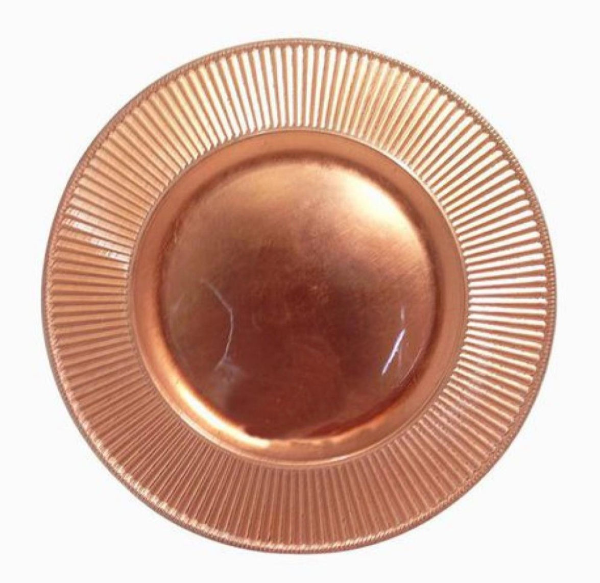 Sousplat de plástico bronze e bordas riscadas 33cm