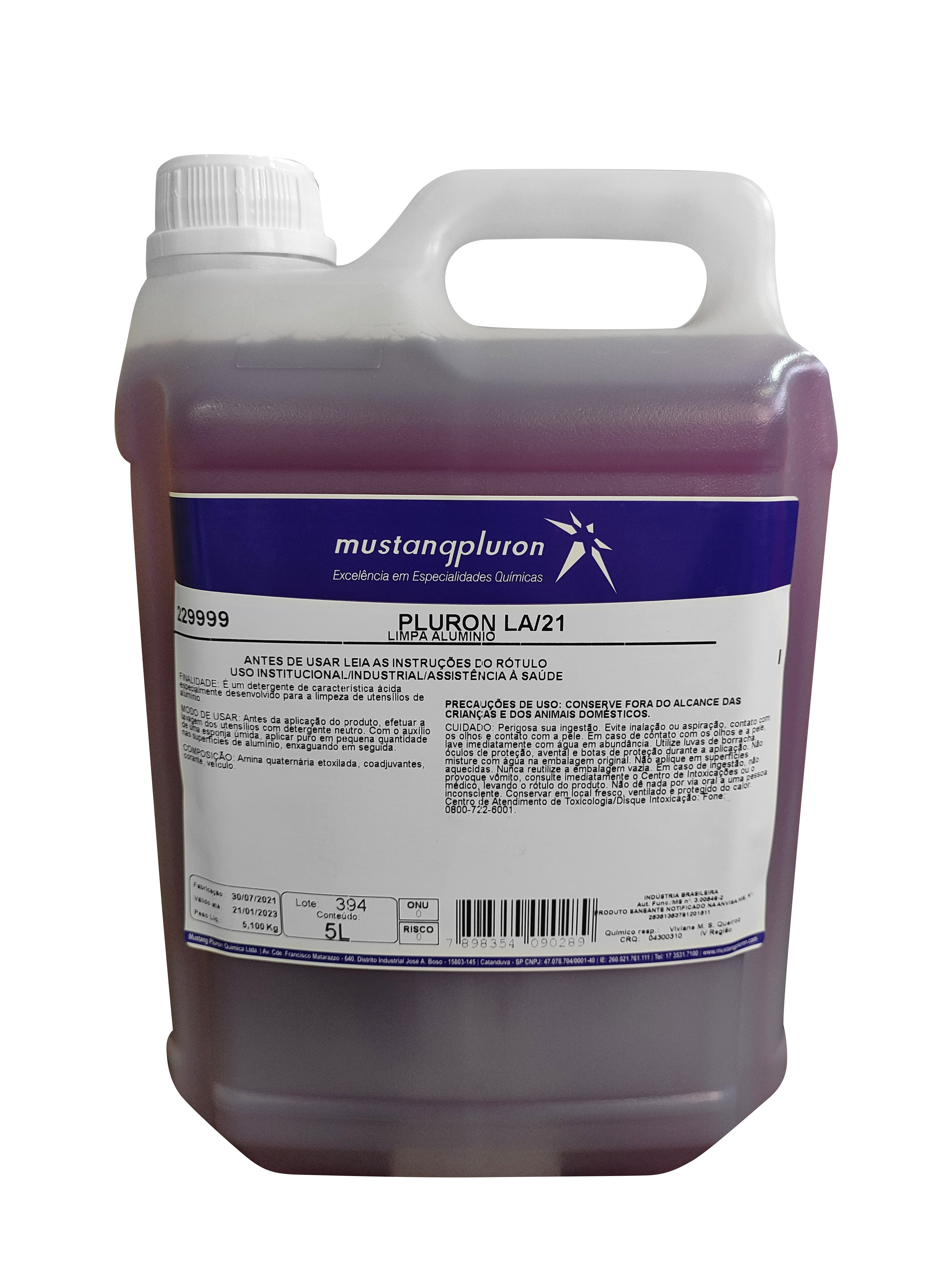 PLURON LA 21 – Detergente Ácido para Utensílios de Alumínio