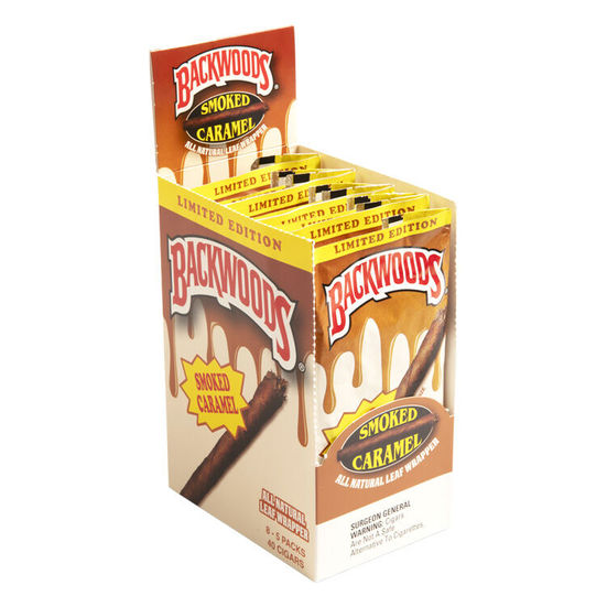 Backwoods Smoked Caramel pack displayed, available in Bangkok cannabis shop