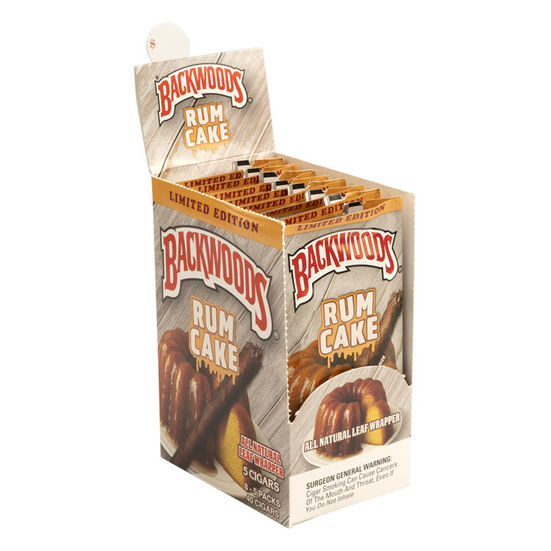 Backwoods Rum Cake pack displayed, available in Bangkok cannabis shop