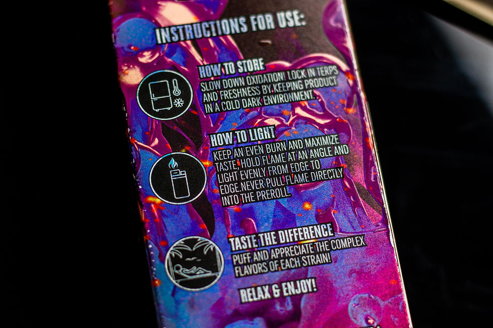 Heady Heads packaging showing how to light and store the pre-roll