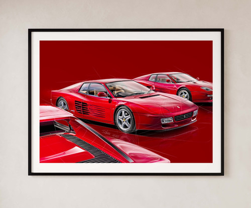 Ferrari フェラーリ 512TR テスタロッサ 額装 油絵 絵画 跳ね馬 Ferrari フェラーリ 512TR テスタロッサ 額装 油絵 絵画 跳ね馬