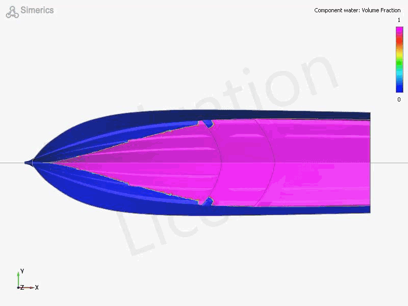 barca in alluminio , prova fluidodinamica